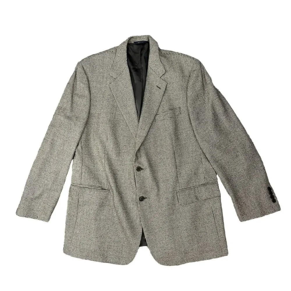 Brooks Brothers Wool Blazer Men 46 Houndstooth Single Breasted Loro Piana Fabric
